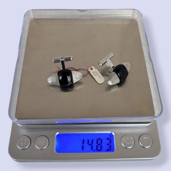 Vintage Destino Boucher Silver & Black Cufflinks - Picture 6 of 6